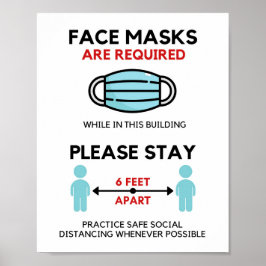 Poste krävs för ansikte-mask, Social Avstånd Poste Poster