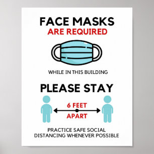 Poste krävs för ansikte-mask, Social Avstånd Poste Poster