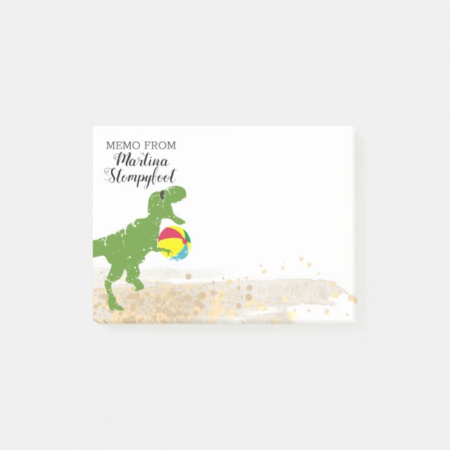 Posten Dinosaur t-rex sommarens roligt strand boll Post-it Block (Framsida)