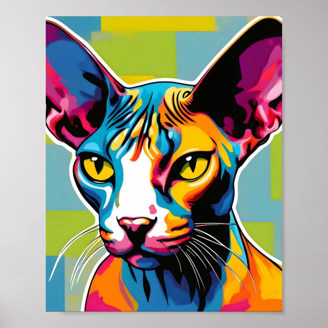 Posten porträtt Cat Sphynx Poster (Framsidan)