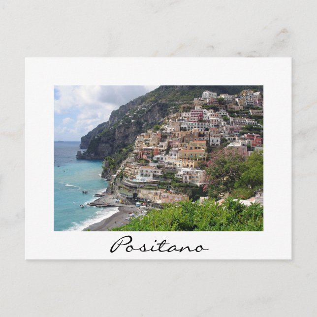 Posten Positano vid det vita vykortet Amalfi kuste Vykort (Framsida)