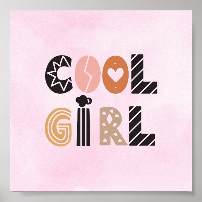 Poster (15,2 x 15,2cm) - Cool Girl (Framsidan)