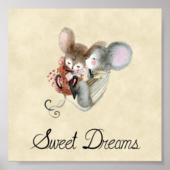 Poster (15,2 x 15,2cm) - Cute Little Mice (Framsidan)