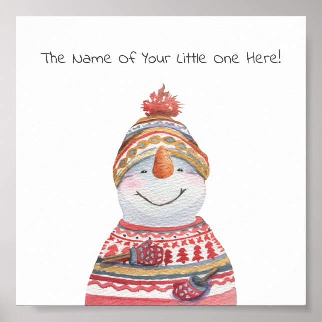 Poster (15,2 x 15,2cm) - Snowman In A Sweater (Framsidan)
