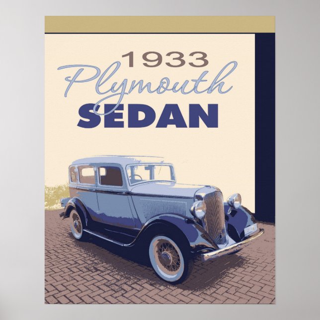 Poster 16x20 1933 Plymouth Sedan Antique Car (Framsidan)