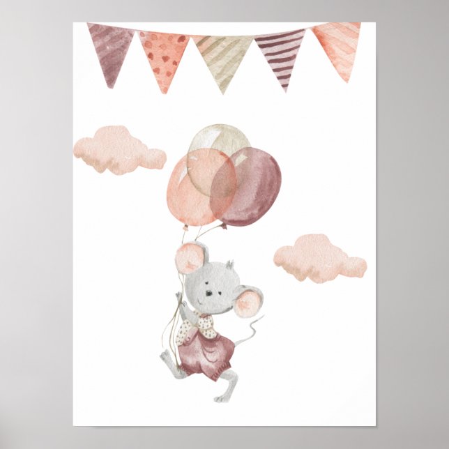 Poster 30,5 x 40,6 cm - liten mus med bubbla (Framsidan)