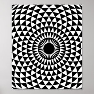 poster 3D Fractal optisk Öga-pop vit Illusion
