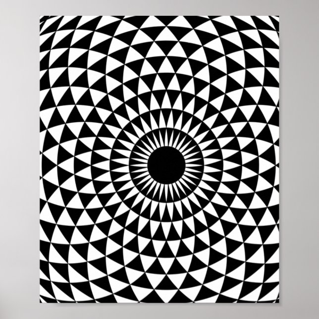 poster 3D Fractal optisk Öga-pop vit Illusion (Framsidan)