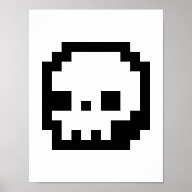 Poster 8-bitars pixelbild med Skull (Framsidan)