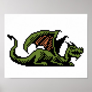 Poster 8-bitars Pixelgrafik i Dragon