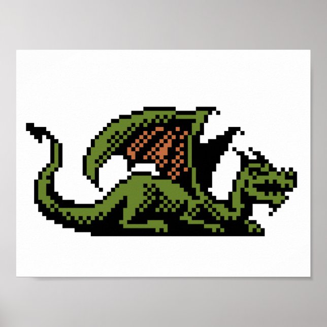 Poster 8-bitars Pixelgrafik i Dragon (Framsidan)