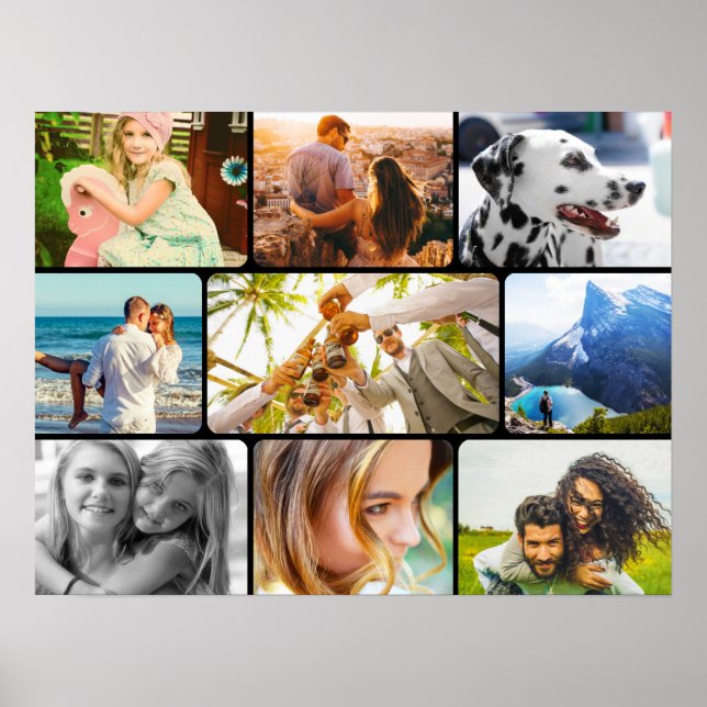 Poster 9 fotomall rundad av Ram-hölje (Framsidan)