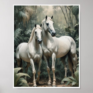 Poster Abstrakt Art White Horses Wall Art