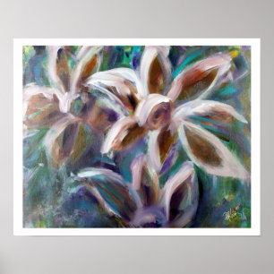 Poster Abstrakt av violett Blommigt