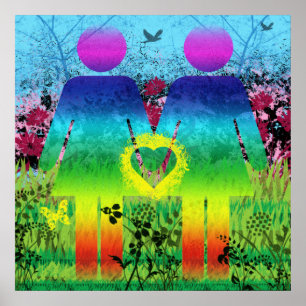 Poster Abstrakten Rainbow Grunge Kärlek