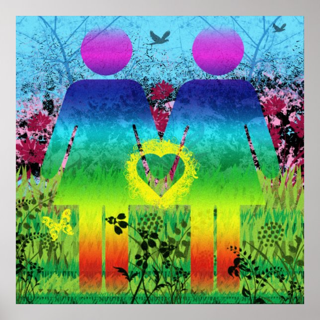 Poster Abstrakten Rainbow Grunge Kärlek (Framsidan)