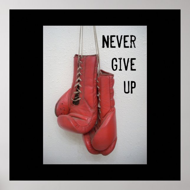 Poster aldrig Ge Up Boxing (Framsidan)