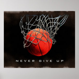 Poster aldrig Ge upp- i den närliggande basketboll