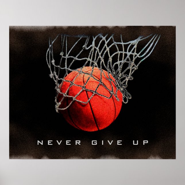 Poster aldrig Ge upp- i den närliggande basketboll (Framsidan)