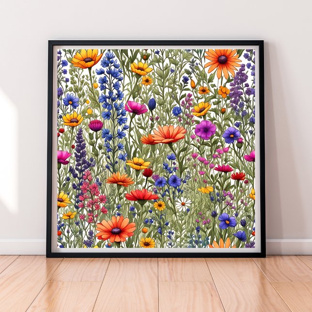 Poster allt-över-utskrift för Blommigt av Wildblom (Wildflower Floral All-Over Print Poster)