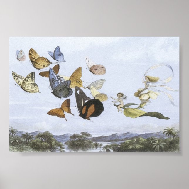 Poster - Älvor Riding Butterflies (Framsidan)