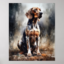 Poster amerikansk engelska Coonhound Hund Art Prin