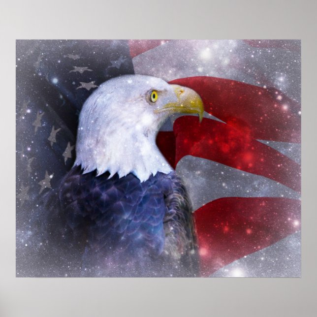 Poster/Amerikanska Örn och Flagga Poster (Framsidan)