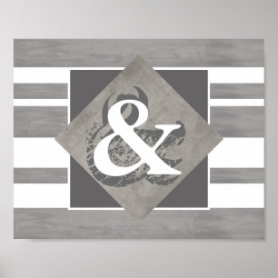 poster ampersand-grått och vitt sjukt