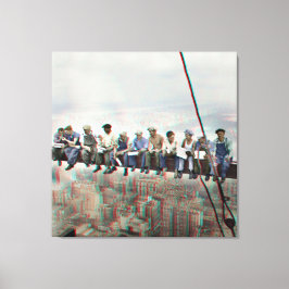 Poster Anaglyph 3D- Lunch atop Skyscraper New York Canvastryck