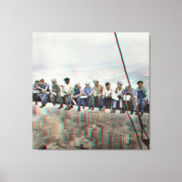 Poster Anaglyph 3D- Lunch atop Skyscraper New York Canvastryck