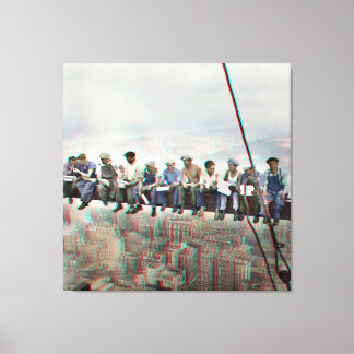 Poster Anaglyph 3D- Lunch atop Skyscraper New York Canvastryck