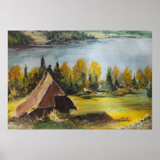Poster Ann Hayes måla Chalet på Sjö