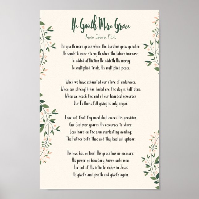Poster Annie Johnson Flint - Han ger mer Grace (Framsidan)
