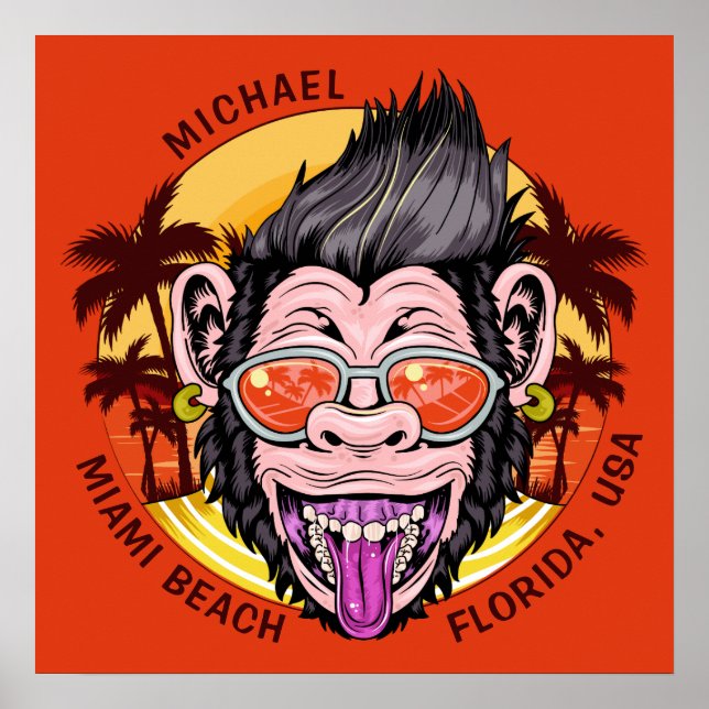 Poster anpassat namn, text och färg Beach-nyckel (Framsidan)