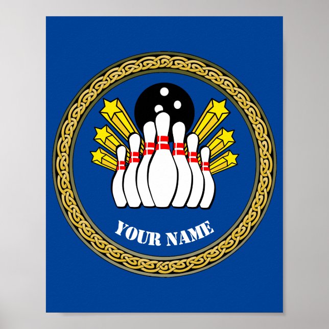 Poster - Anpassningsbar Bowling - Lägg till Namn (Framsidan)