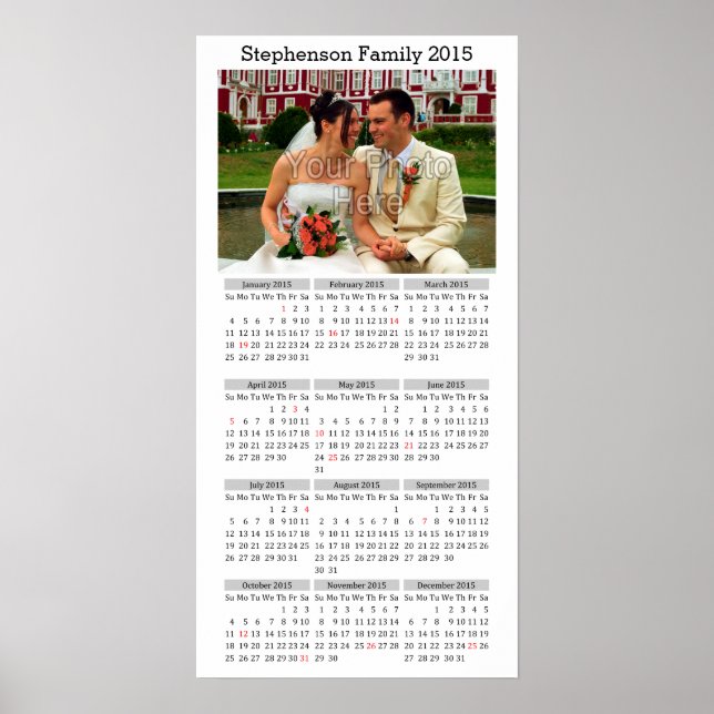 Poster anpassningsbar Photo 2015 Calendar (Framsidan)