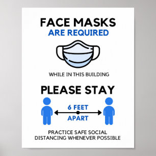 Poster ansikte-mask krävs, 6 ft. Away