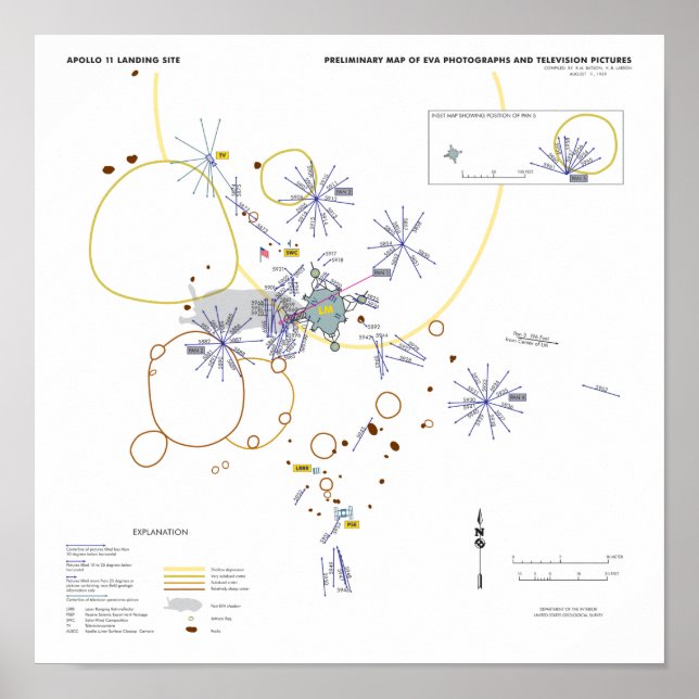 Poster Apollo 11 fotomoonpromenad i karta (Framsidan)