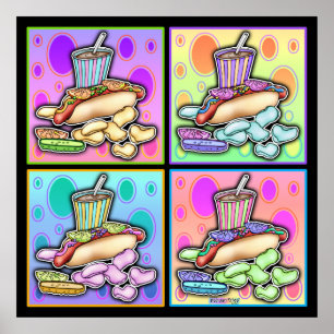 Poster, Arbetsyta - Hund för popup-Hett med Chip o Poster