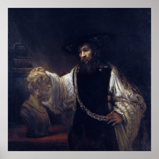 Poster Aristoteles med en Bost of Homer av Rembran (Framsidan)