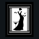 Poster ART DECO DAM Black White<br><div class="desc">STORA Poster ART DECO DAM Black White bird Martini</div>