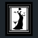 Poster ART DECO DAM Black White<br><div class="desc">STORA Poster ART DECO DAM Black White bird Martini</div>