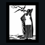 Poster ART DECO DAM Black White-fåglar<br><div class="desc">Poster ART DECO DAM Black White bird Martini</div>