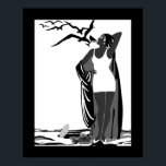 Poster ART DECO DAM Black White-fåglar<br><div class="desc">Poster ART DECO DAM Black White bird Martini</div>