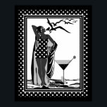 Poster ART DECO DAM Svarta fläckar<br><div class="desc">STORA Poster ART DECO DAM Svarta vita fåglar Martini Polka dots Spots</div>