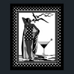 Poster ART DECO DAM Svarta fläckar<br><div class="desc">STORA Poster ART DECO DAM Svarta vita fåglar Martini Polka dots Spots</div>