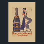 Poster Art Deco Drink<br><div class="desc">Den vackra Art Deco-reklamen poster efter champagne i tonerna av blåsor och . Med en stor flaska av bubbelbeundrat av två vackra dam som är klädda i Art Deco-frocks.</div>