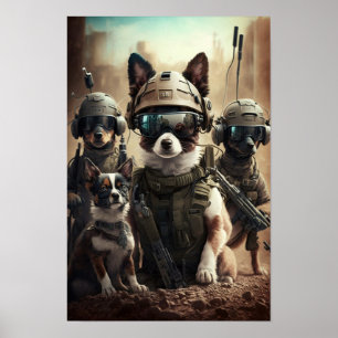 Poster Art Militär Hundar