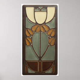 Poster - Art nouveau Blommigt-design