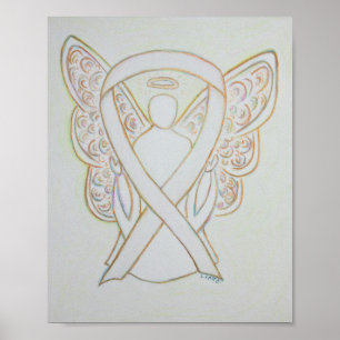 Poster Art Skriv ut med färgton för vit medvetenhe